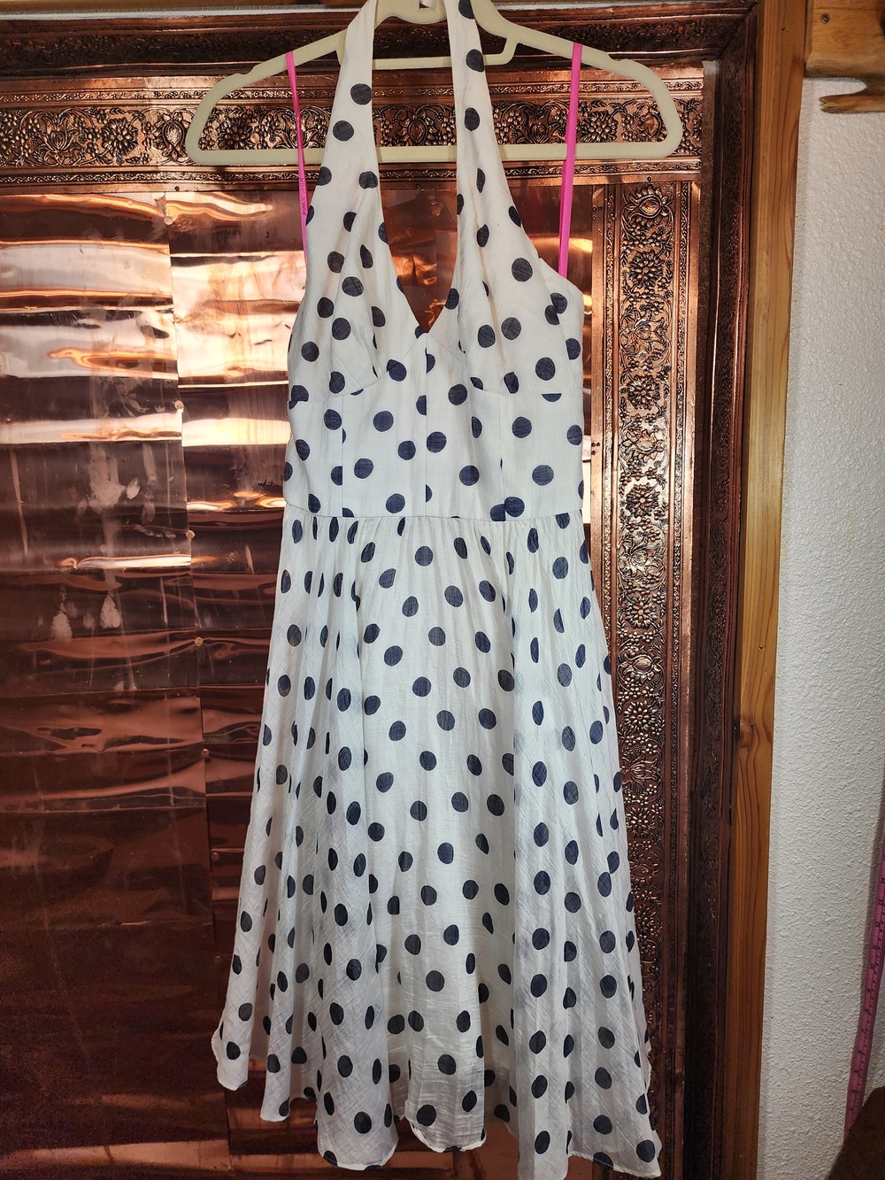 Betsey Johnson Kensie Navy Blue Polka Dot Halter Dress
